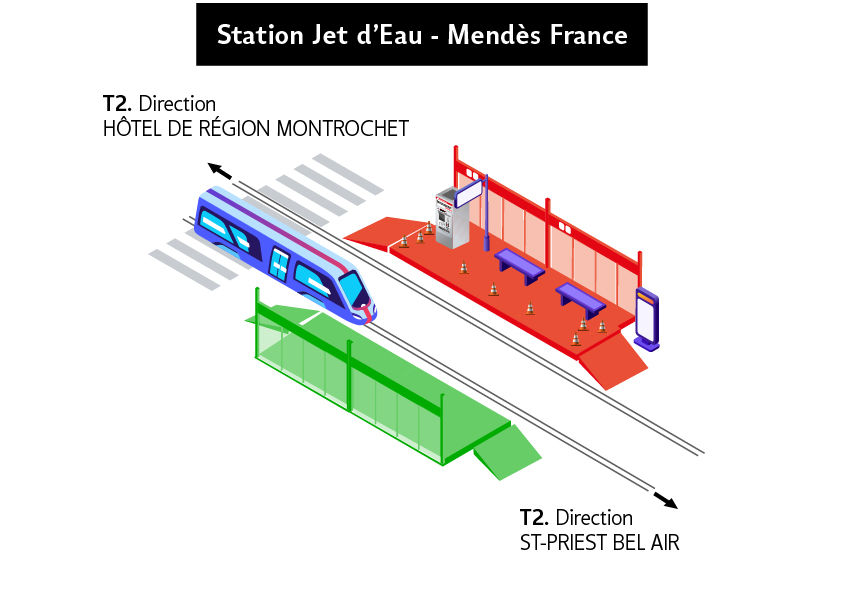 Station jet d'eau non desservie direction Hôtel de Région Montrochet