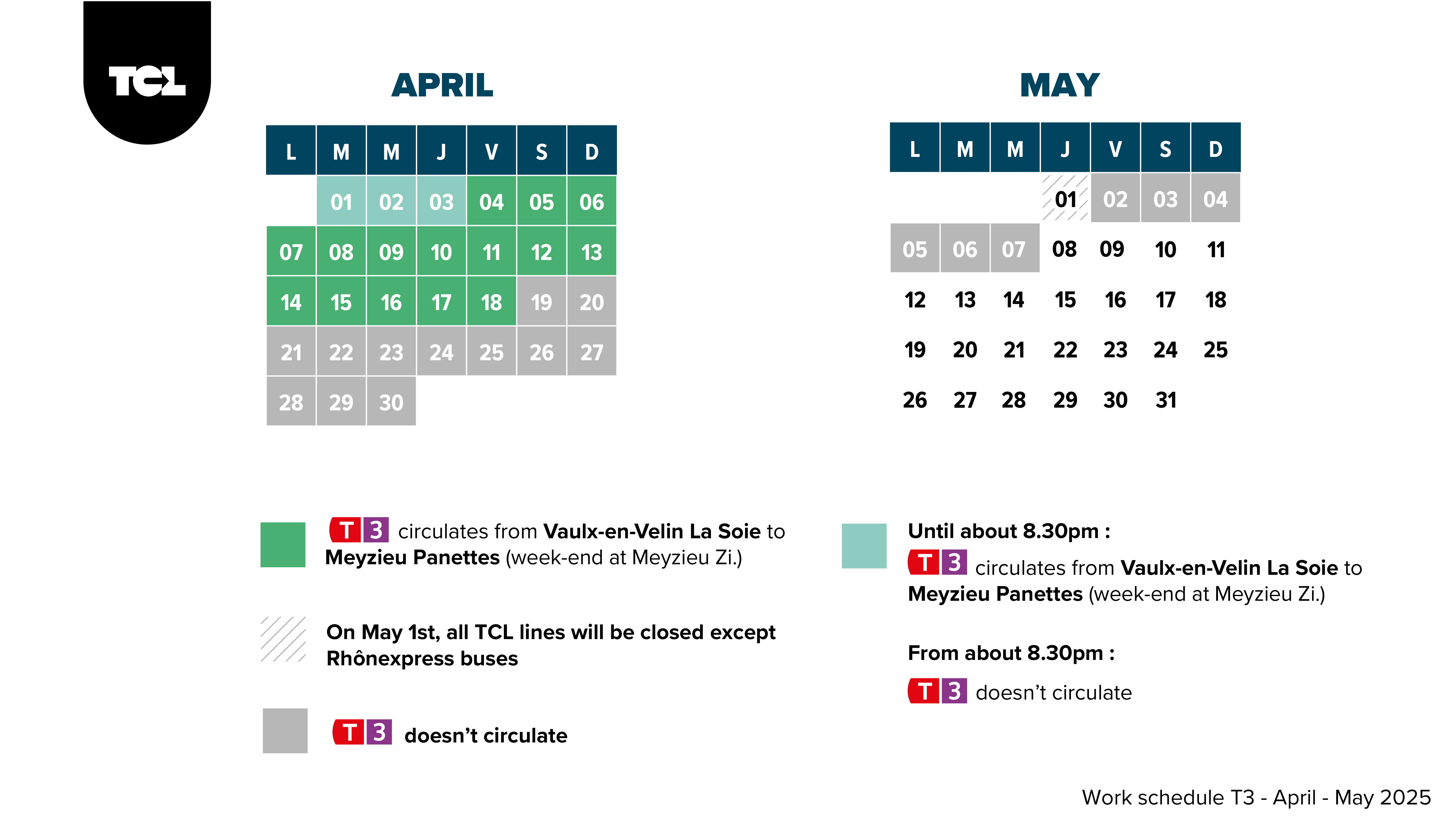 T3 calendar
